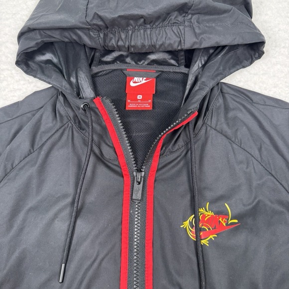 Nike Floral Windrunner Jacket Women's Medium Full Zip Vented Sportswear Black - Picture 8 of 11